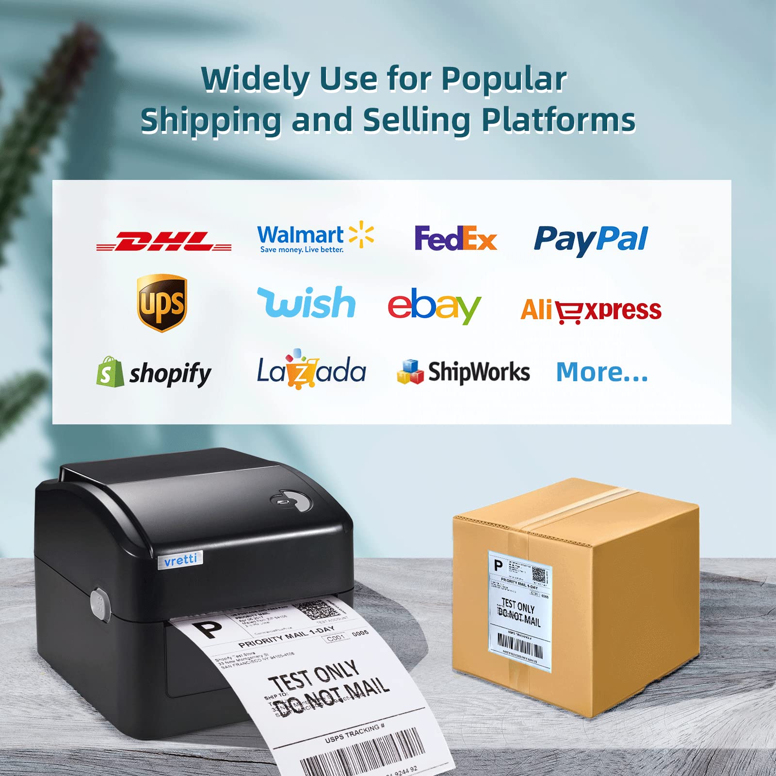Vretti Bluetooth Thermal Shipping Label Printer - Wireless 4x6 Label Maker for eBay, Amazon, USPS, Shopify | Compatible with Android, iPhone & Windows | Perfect for E-commerce Sellers & Small Business Shipping Needs
