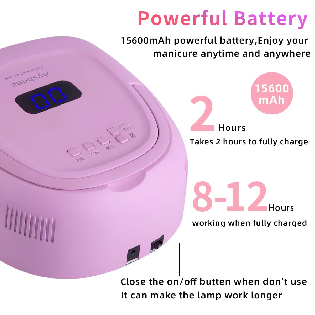 60W Rechargeable LED Gel Nail Lamp - Cordless UV LED Nail Light Dryer with Touch Sensor & LCD Screen for Salon & Home Manicure | Perfect for Gel Polish Curing & Nail Art Drying
