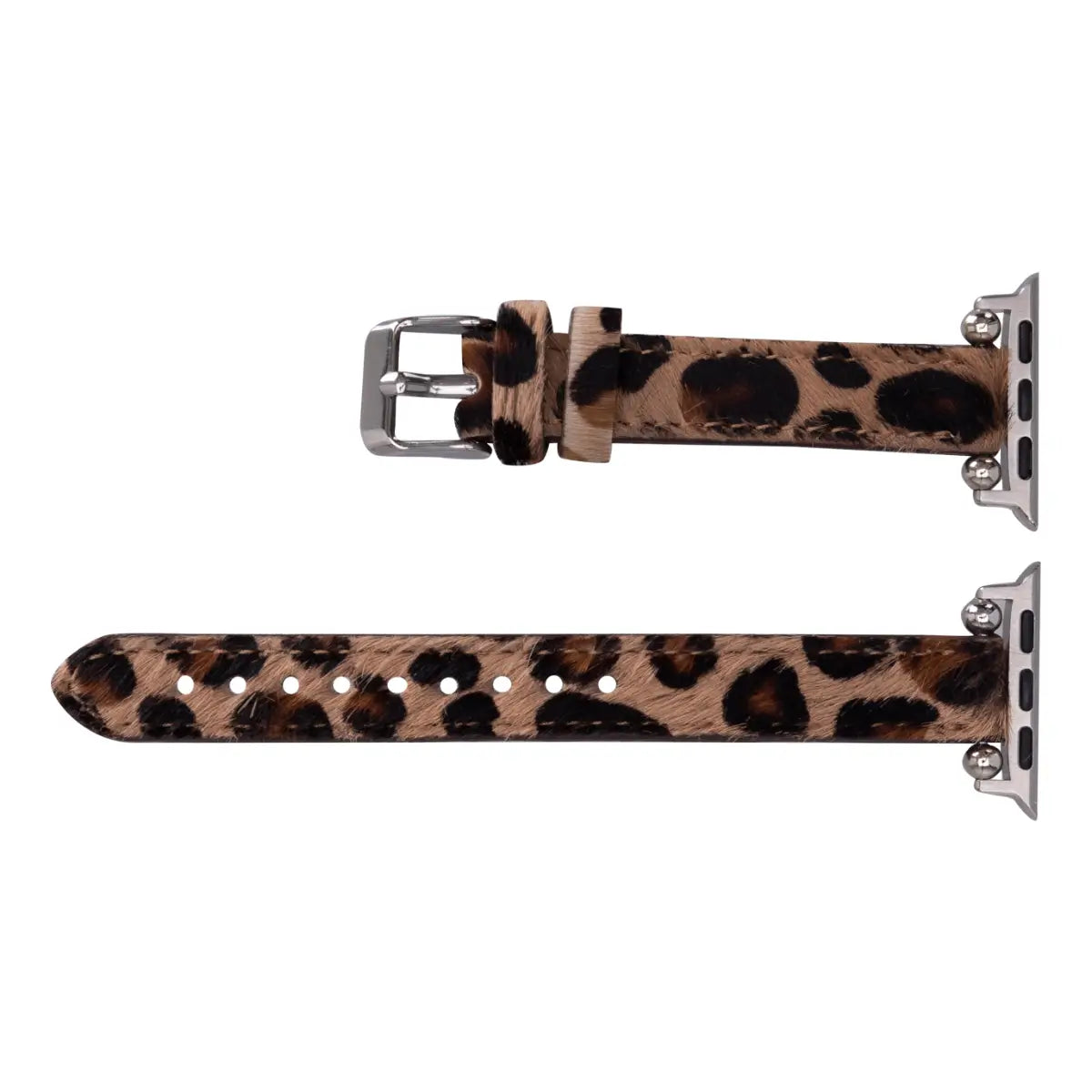 Furry Leopard Print Genuine Leather Ultra Slim Apple Watch Band for Women & Men - Stylish & Comfortable for Workouts, Office & Everyday Wear