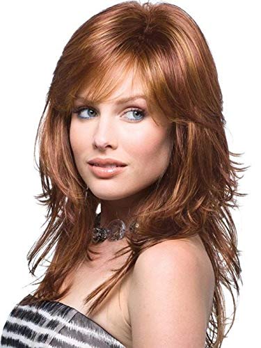 Felicity #2353 Copper Glaze Human Hair Wigs - Natural Looking Synthetic Wigs for Cosplay, Halloween & Daily Fashion