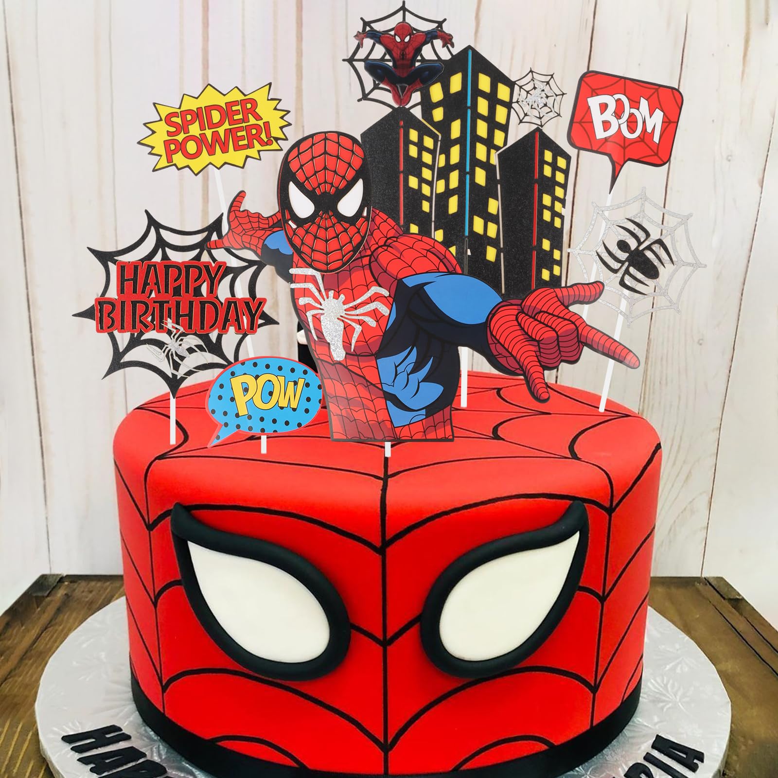 Spider Cake Toppers for Birthday Party Decorations - Superhero Theme Cake Decor for Boys & Men - Perfect for Halloween, Comic-Themed Parties & Superhero Birthday Celebrations