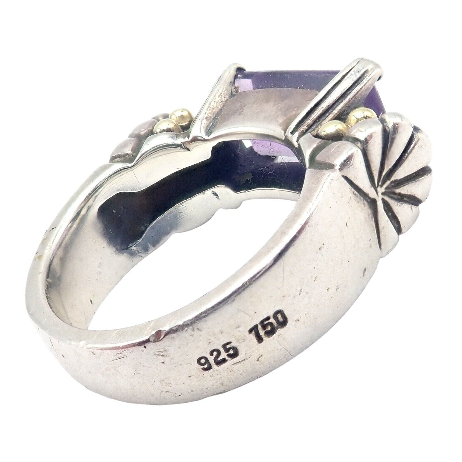 Authentic Lagos Caviar Silver & 18k Yellow Gold Amethyst Ring for Women - Elegant Jewelry Gift for Birthday, Anniversary & Special Occasions