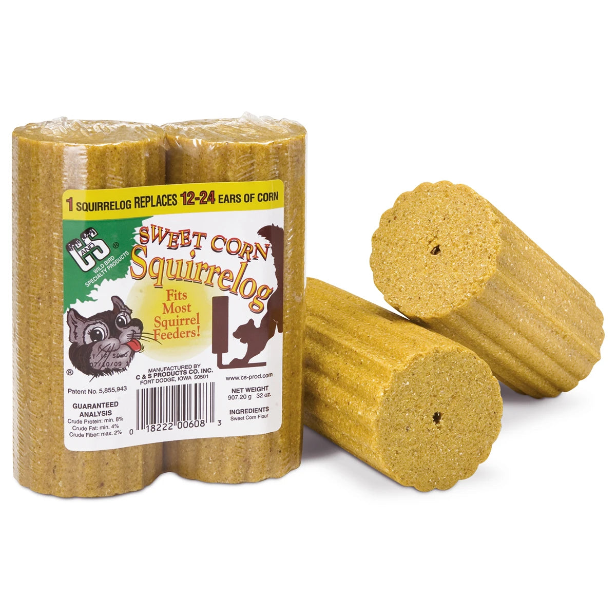 Sweet Corn Squirrel Logs - Natural Squirrel Food for Wild Animals - Perfect for Backyard Wildlife Feeding & Outdoor Nature Enrichment