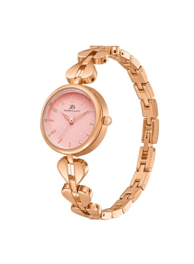 Kenneth Scott Women's Rose Gold PC21 Analog Watch with Alloy Strap - K23504-RBKP | Elegant Dress Watch for Office, Party & Everyday Wear