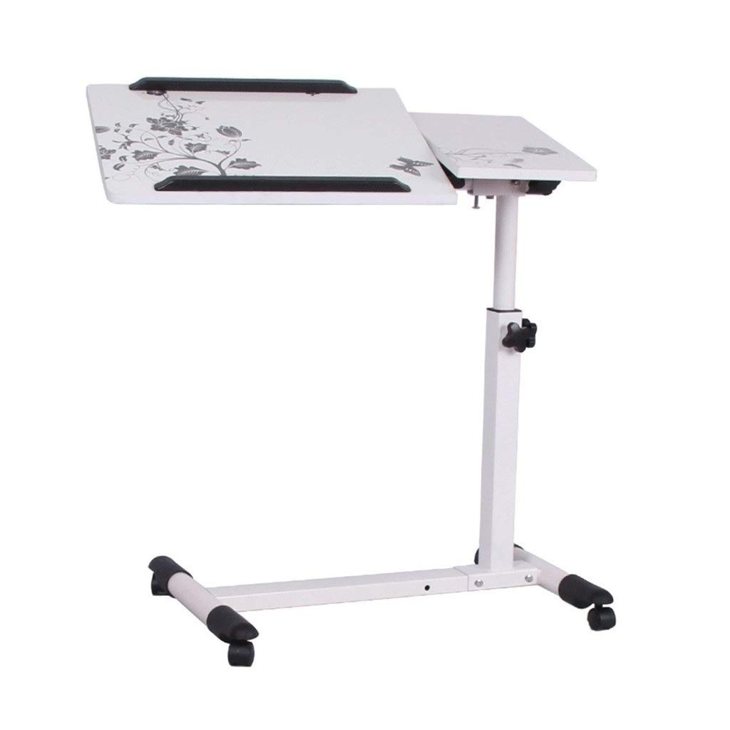 Adjustable Overbed Table - Portable Laptop Stand with Wheels, Mobile Computer Desk for Home Office, Hospital, Nursing, Reading & Dining (White) - Perfect for Bedside, Sofa, and Small Space Use