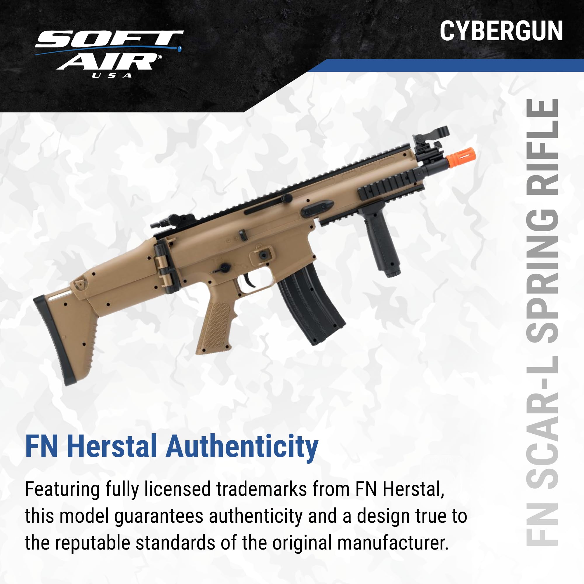 Soft Air SCAR-L Licensed Full Size Spring Powered Airsoft Rifle - Realistic Tactical Training & Outdoor Shooting Games