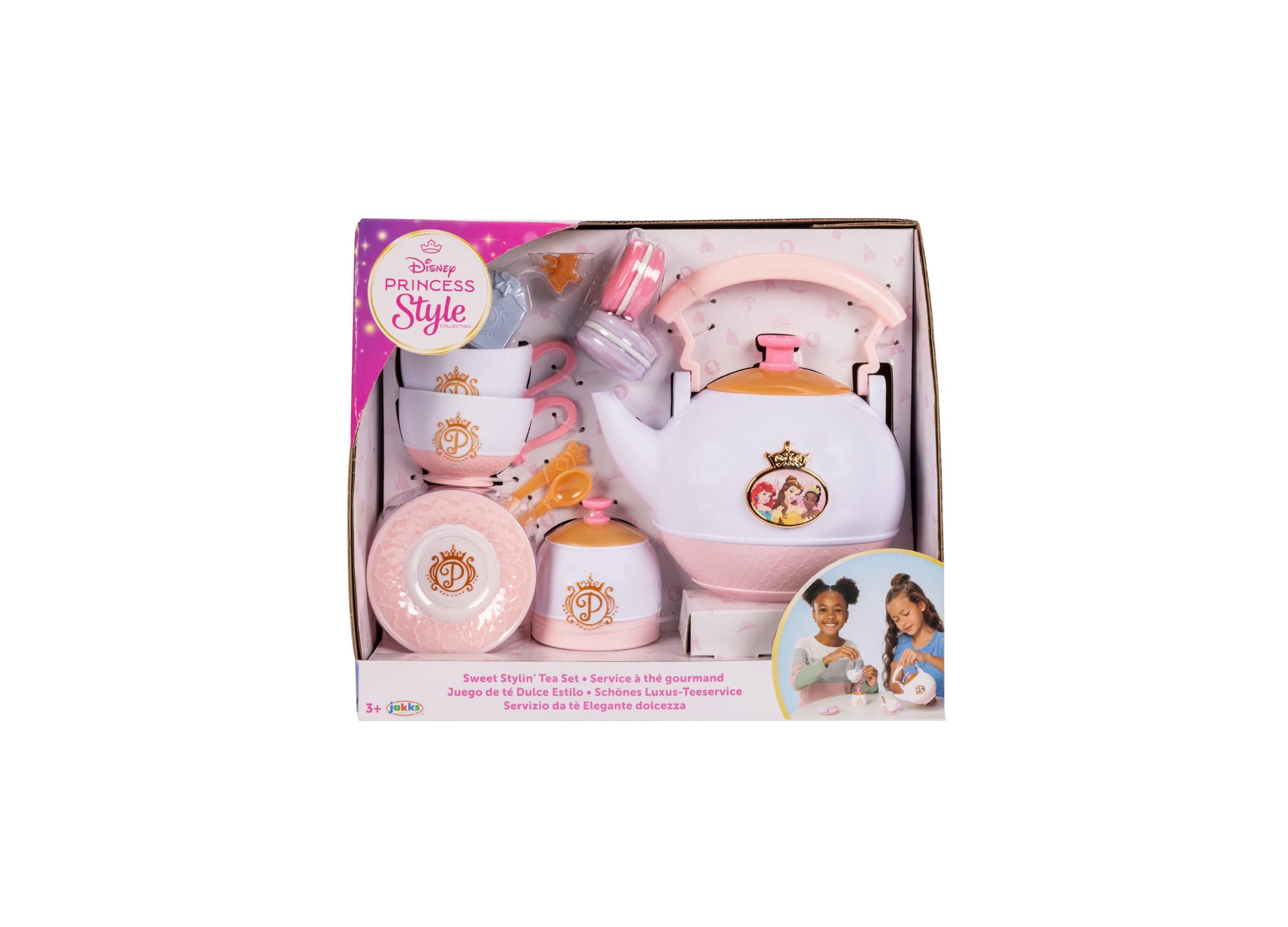 Disney Princess Tea Set for Kids - Sweet Stylin' 18-Piece Collection with Teapot & Cups - Perfect for Birthday Gifts & Pretend Play Tea Parties