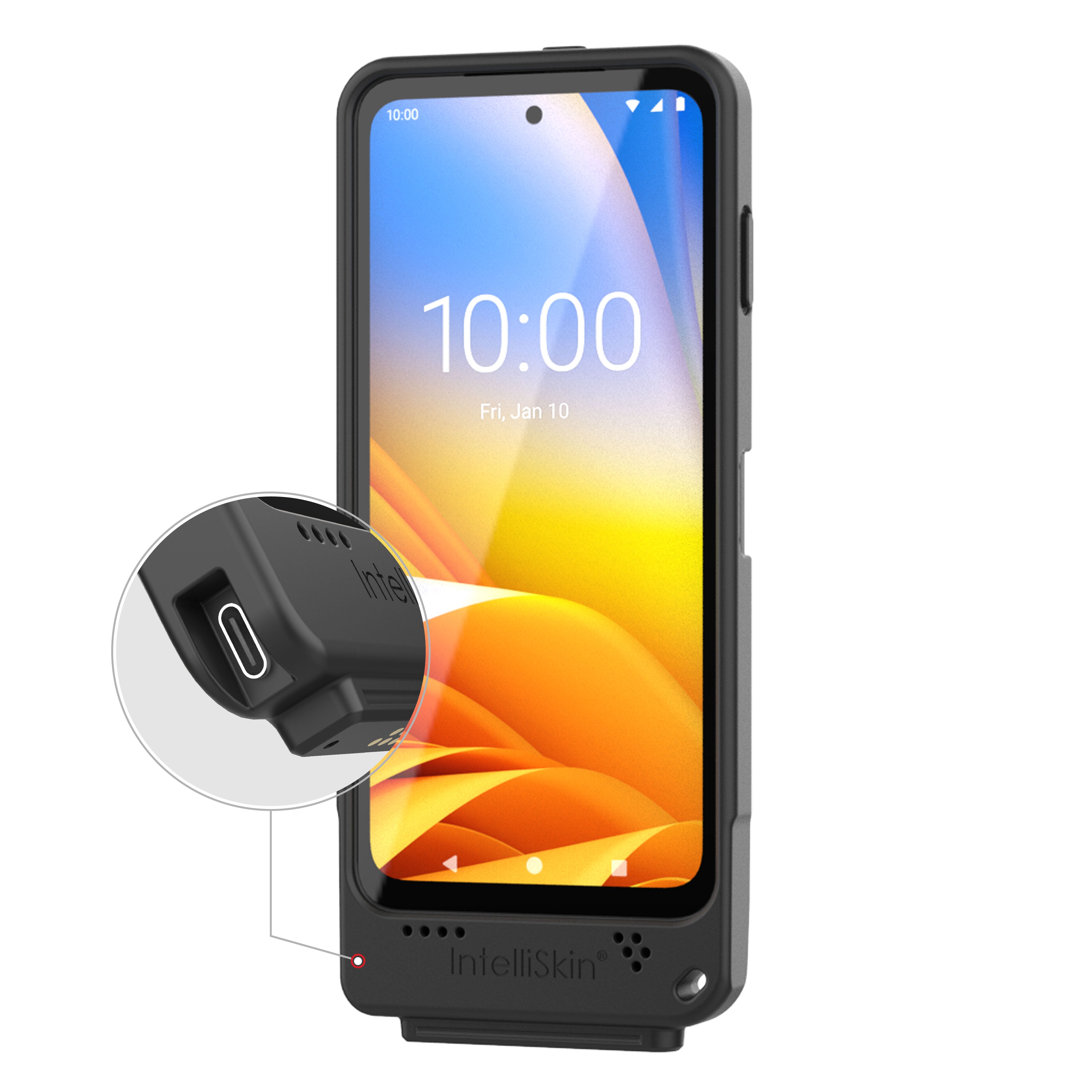 IntelliSkin® Protective Case for Zebra EM45 with External USB-C Port - No Belt Clip (RAM GDS SKIN ZE37 C NC) | Durable Cover for Warehouse, Logistics & Retail Workers