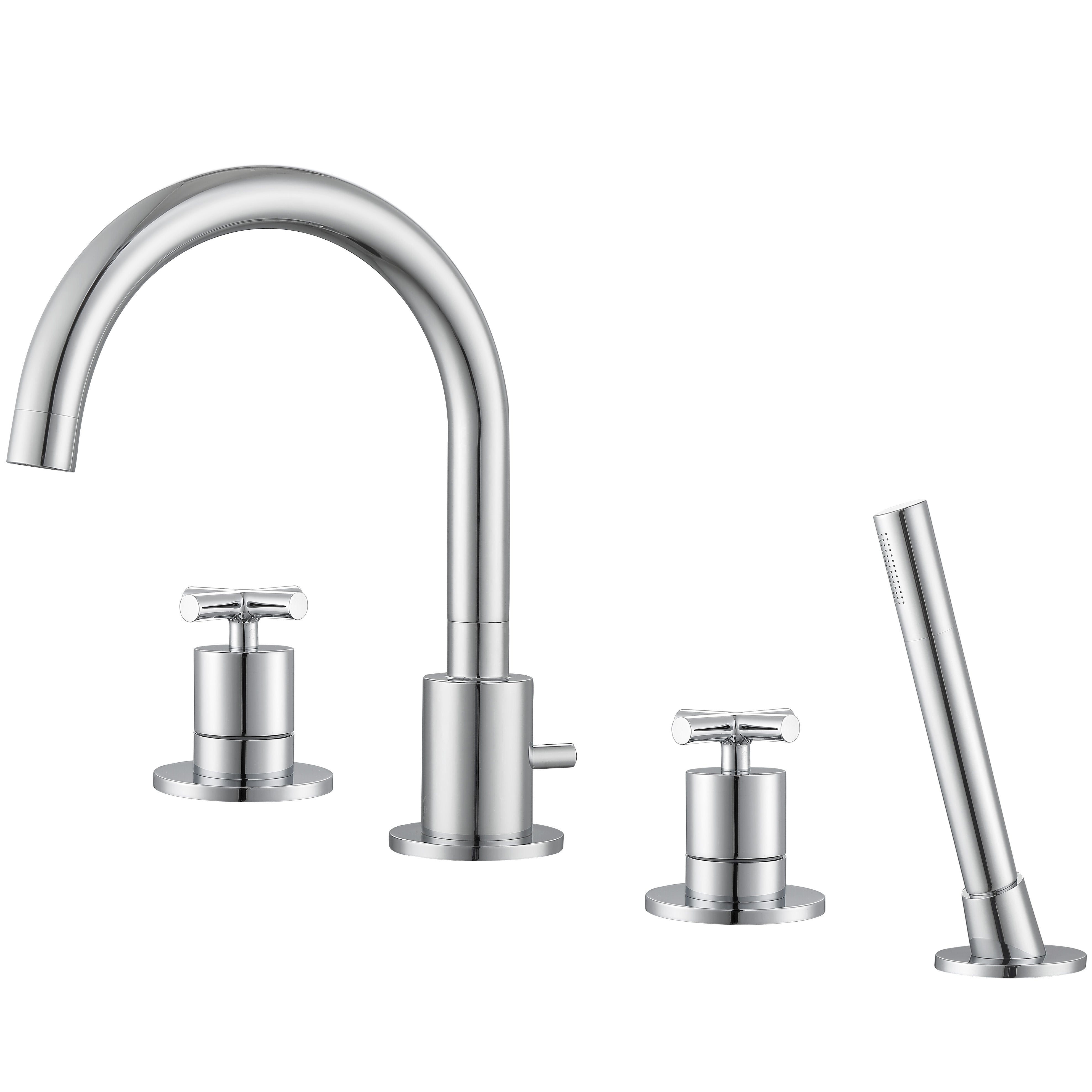 Chrome Ava Two Handle Roman Tub Faucet - Classic Bathroom Fixture for Freestanding Tubs & Luxury Spa Retreats