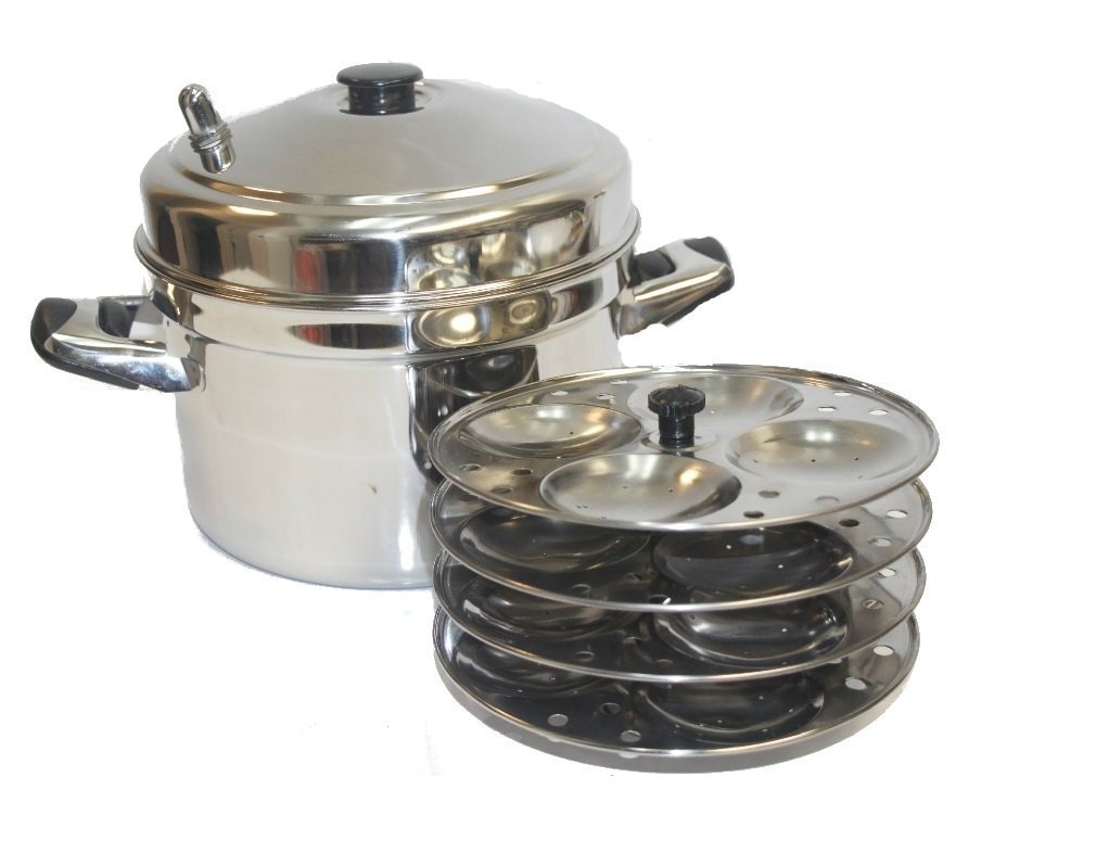 Tabakh 4-Tier Stainless Steel Idli Steamer with Heavy Duty Handles - Makes 16 Idlis | Perfect for Indian Breakfast, Meal Prep & Healthy Cooking