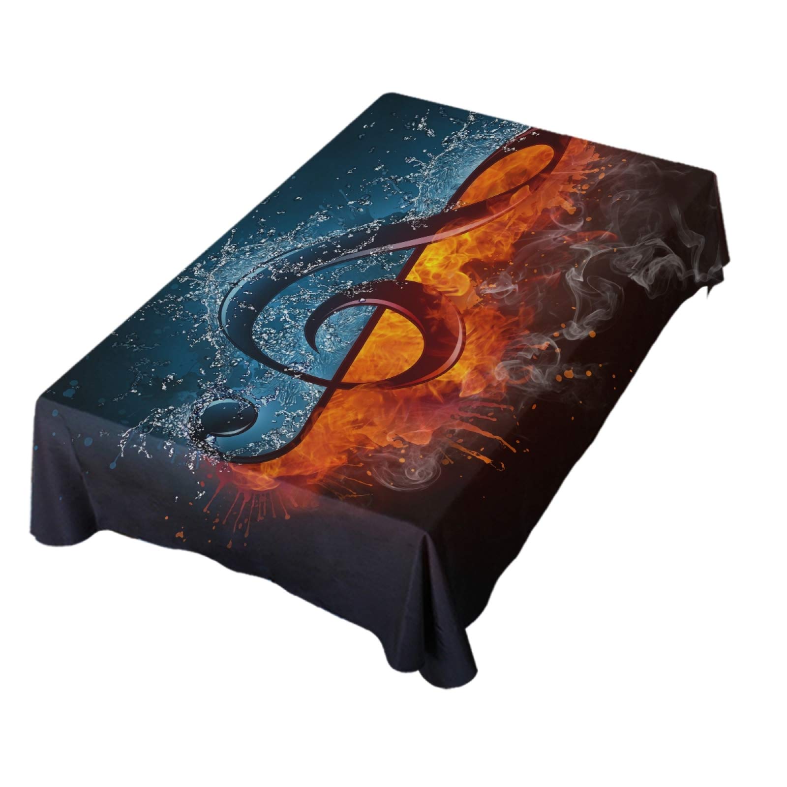 Musical Note Pattern Polyester Tablecloth 60x120 Inches - Rectangle Party Table Decor for Dining, Weddings & Special Events
