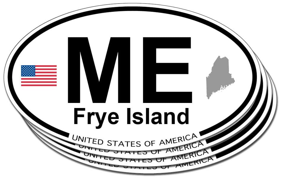 Frye Island, Maine Oval Sticker - 4 Pack Waterproof Vinyl Decals for Laptops, Cars, Bikes & Travel Gear | Perfect for Maine Lovers & Outdoor Enthusiasts