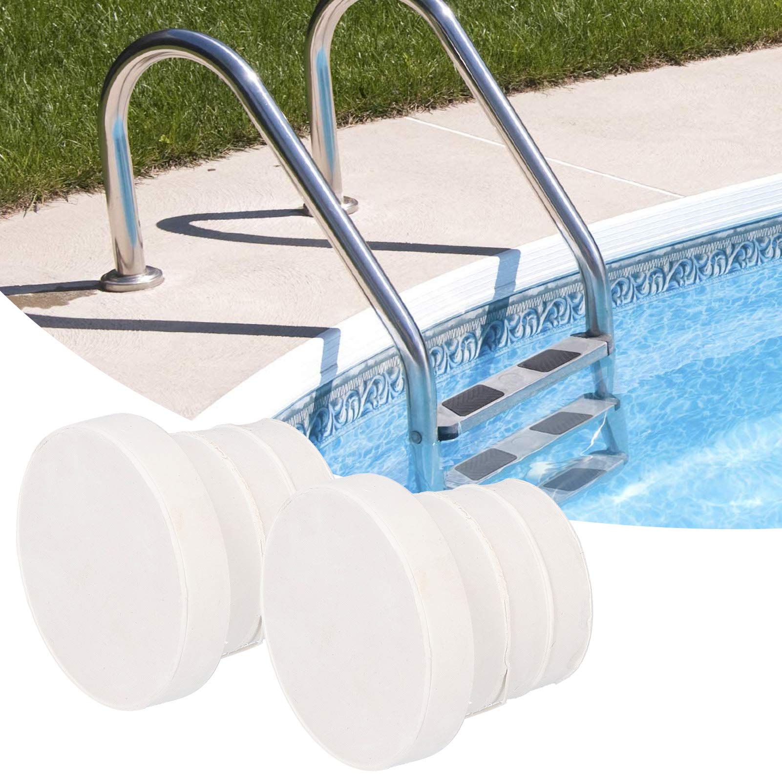 **2-Pack Ladder Rubber Plugs for Inground Pools - Safety Bumper Stopper Replacement, Durable Pool Accessories for Swimming Pool Ladder Protection (Perfect for Pool Maintenance & Safety Upgrades)**