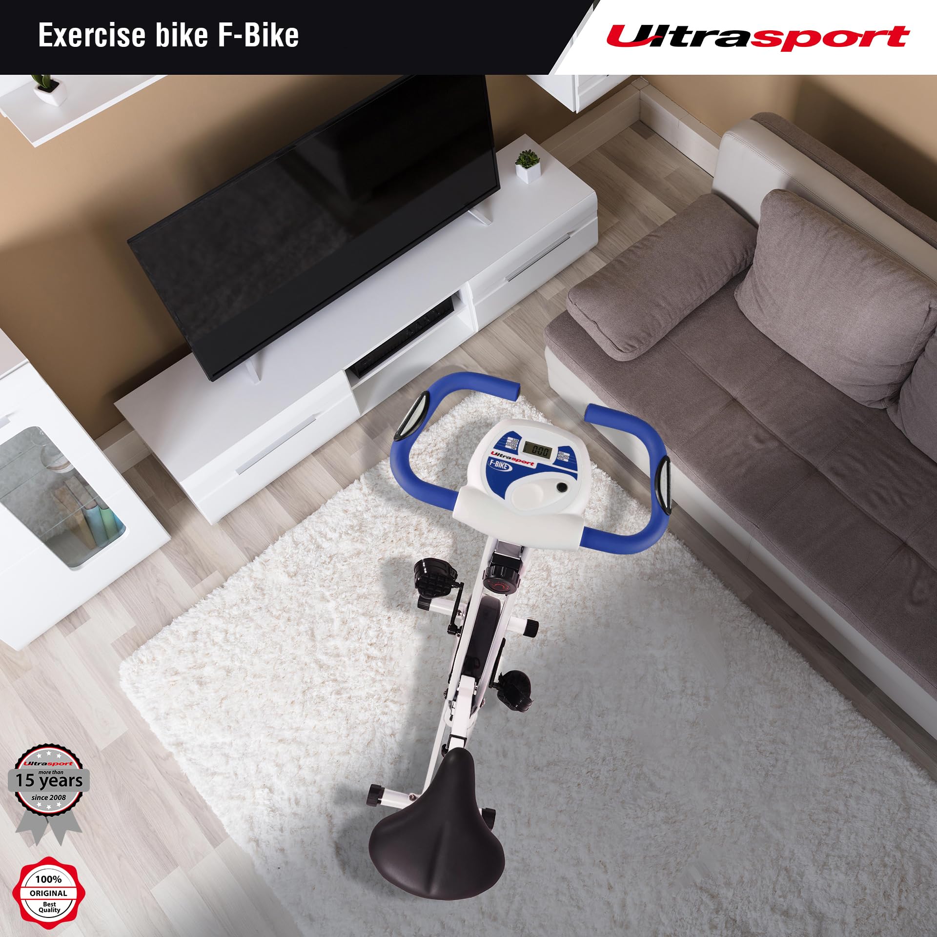 F-Bike Indoor Cycling Bike - Foldable Exercise Bike with LCD Display & Hand Pulse Sensors - Adjustable Resistance Levels - Easy Assembly - Perfect for Home Gym, Cardio Workouts & Senior Fitness