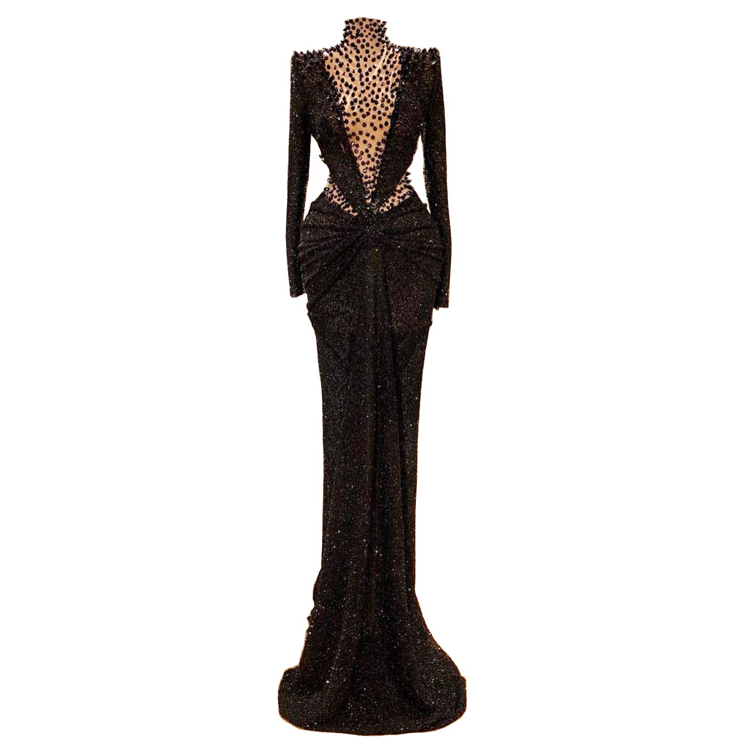 Sparkling Black Sequin Beaded Mermaid Prom Dress for Evening Gala, Wedding, Birthday Party & Special Occasions - Elegant Celebrity Style Gown with Shimmering Details
