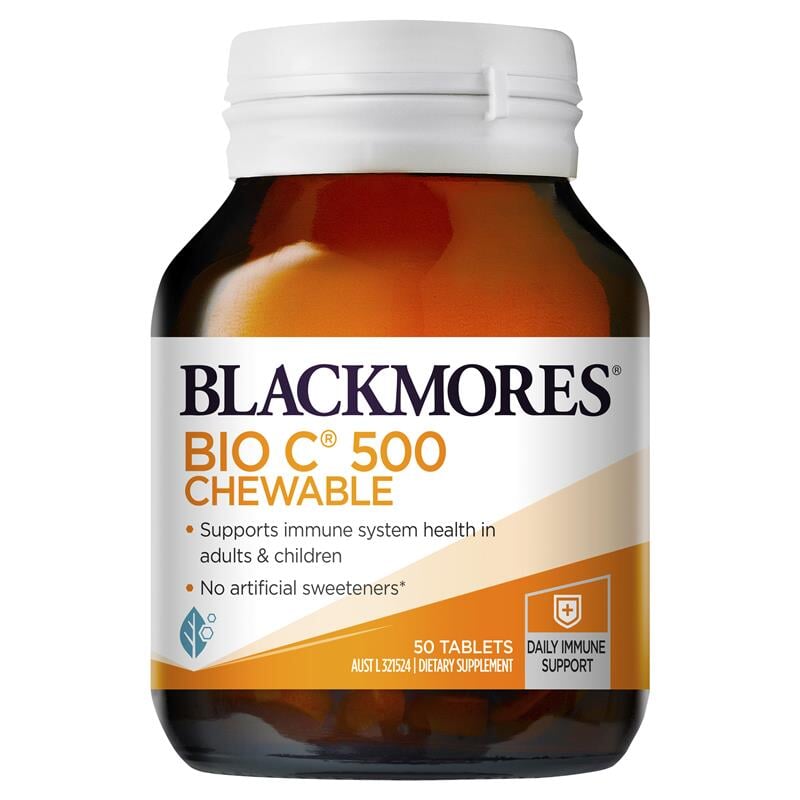 Blackmores Bio C Chewable Vitamin C 500mg Tablets - Immune Support & Antioxidant Boost for Adults & Kids - Orange Flavor Chewable Supplement for Daily Wellness