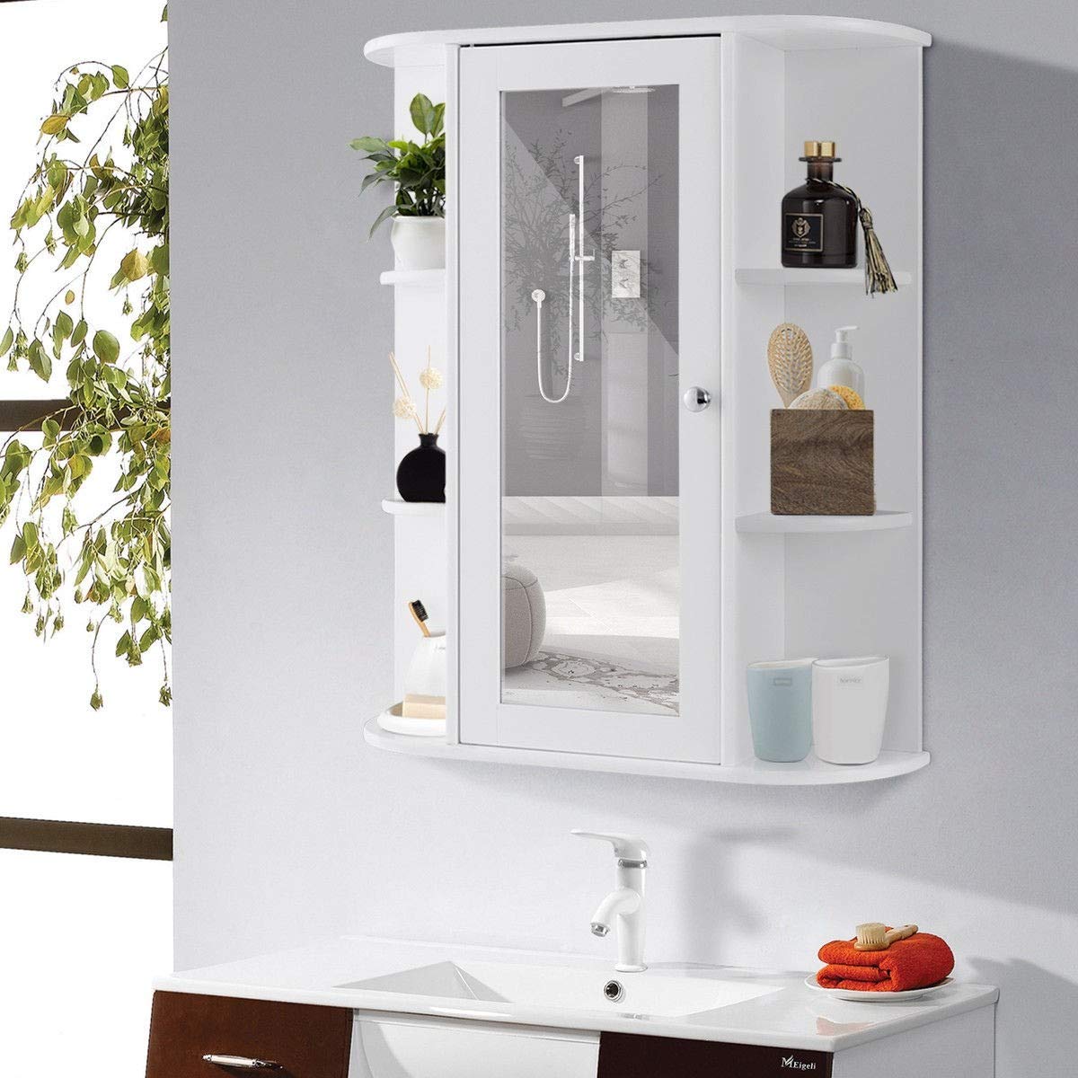 Wall Mount Bathroom Medicine Cabinet with Glass Door - 6.5