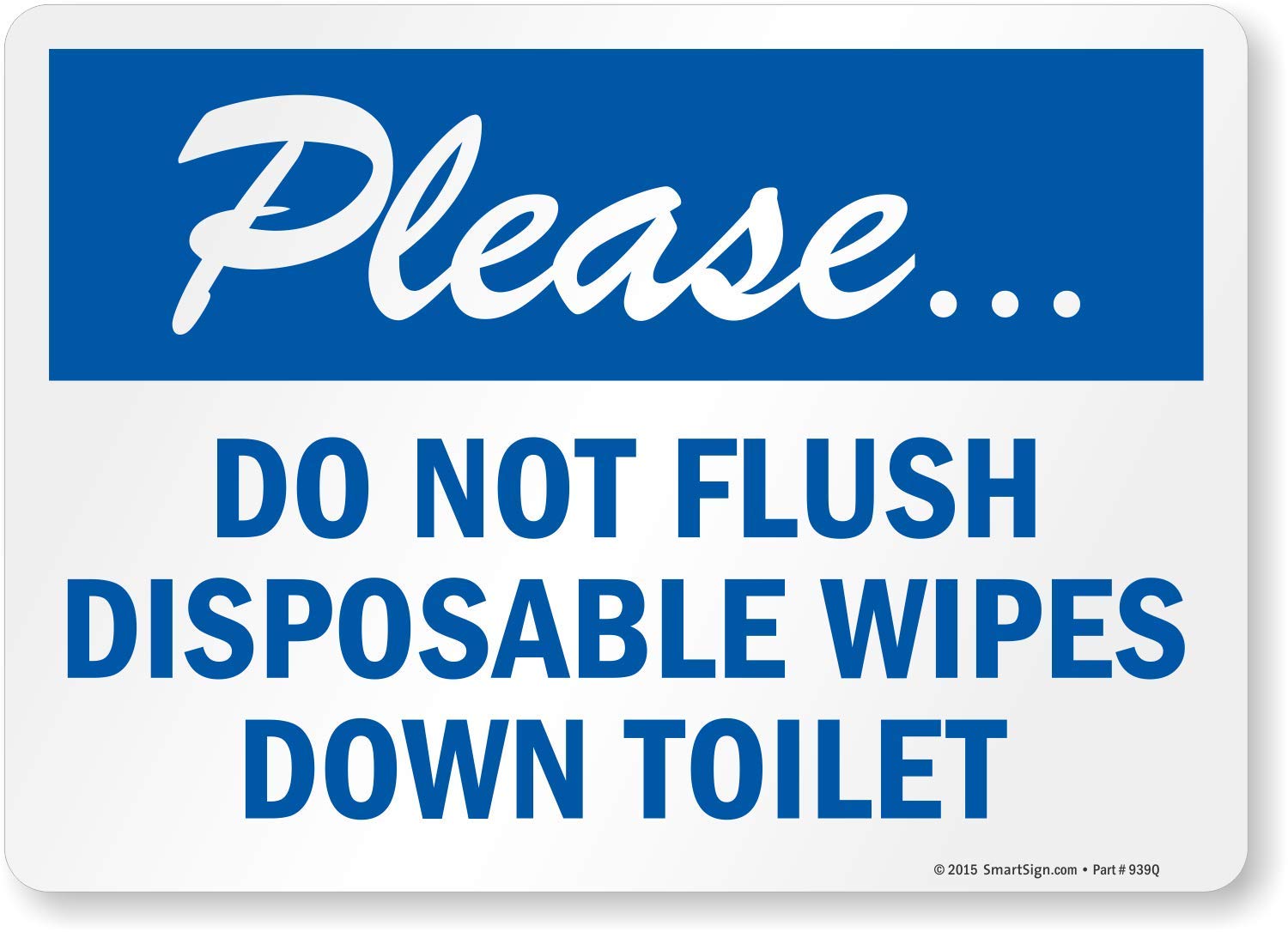 SmartSign 'Do Not Flush Disposable Wipes' Laminated Vinyl Sign - 10