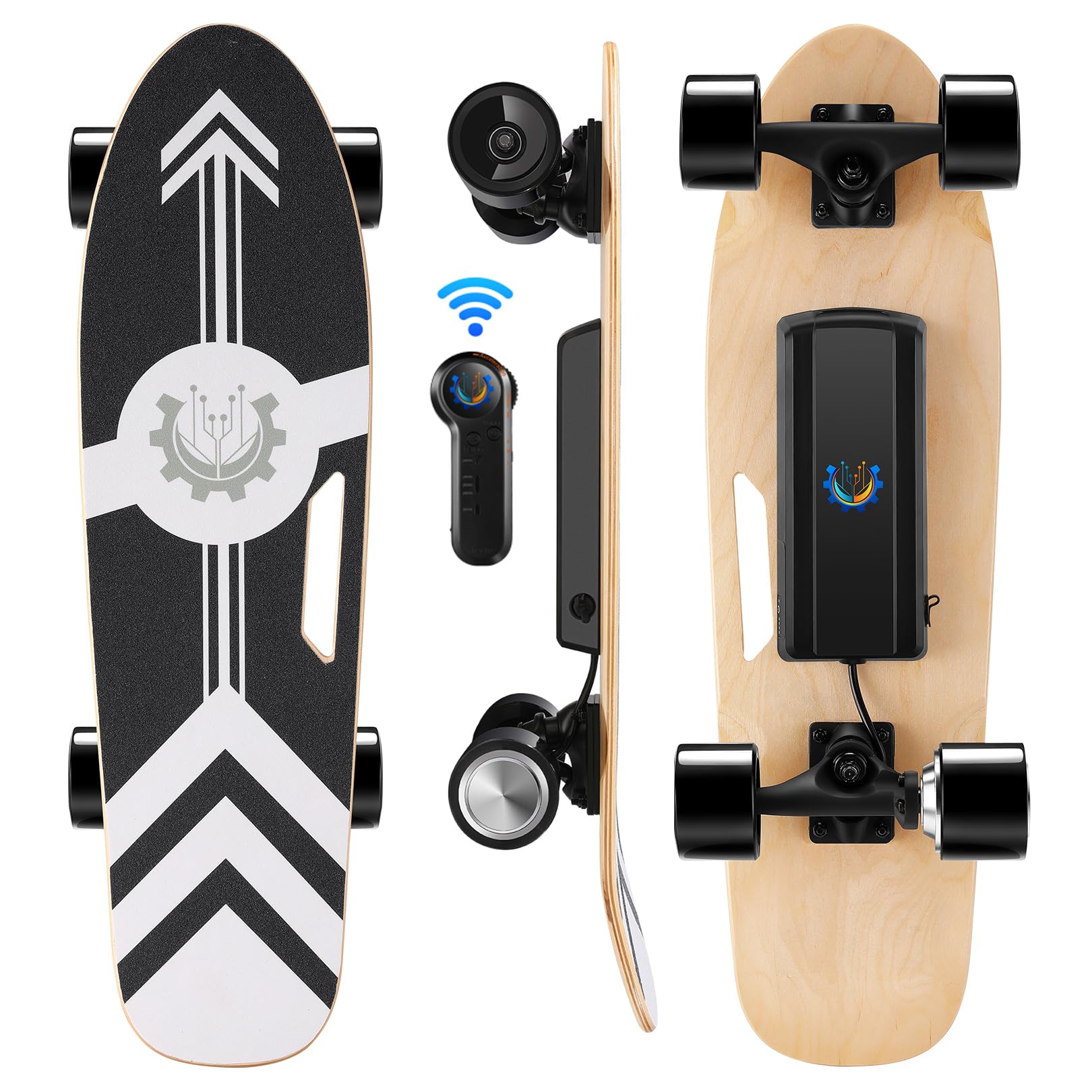 Caroma Electric Skateboard with Remote Control - 12.4 MPH Max Speed & 8 Mile Range - 3 Speed Modes Electric Longboard for Adults & Teens - Perfect for Commuting, Campus Travel & Outdoor Adventures