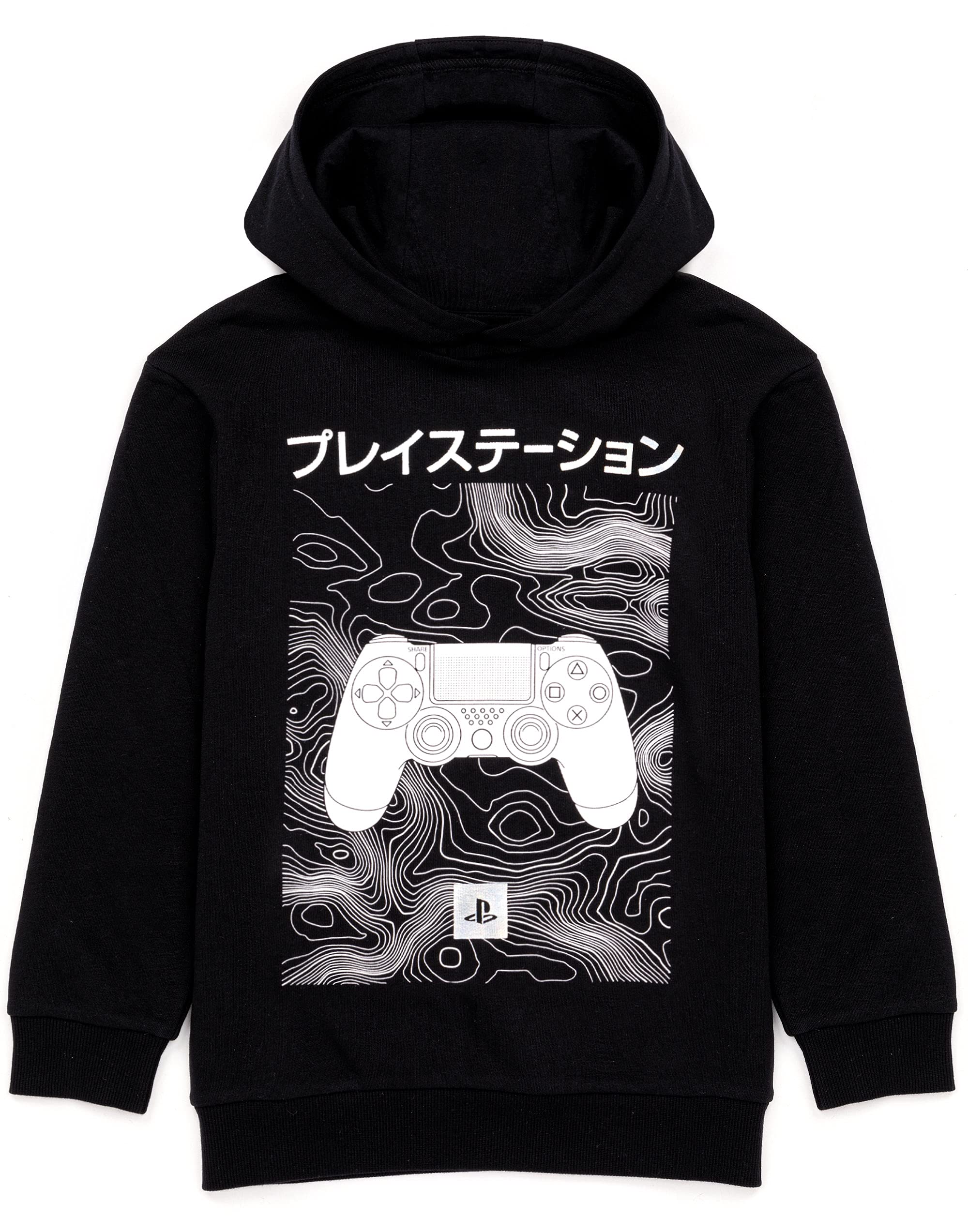 PlayStation Kids Boys Hoodie - Japanese Logo Black Jumper Jacket for Gaming & Casual Wear