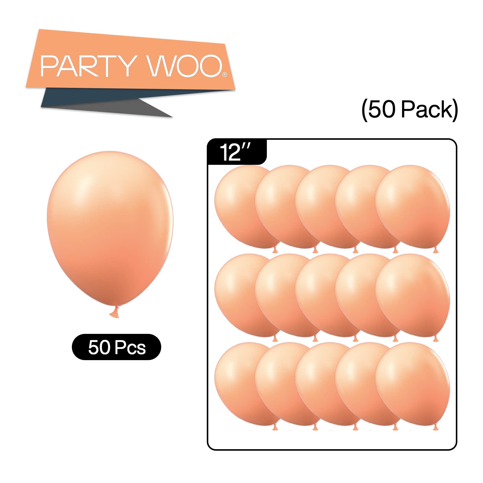 50-Pack 12 Inch Peach Pink Balloons for Party Decor - Balloon Garland, Balloon Arch, Birthday, Baby Shower Decorations | Premium Latex Balloons for Wedding, Bridal Shower, Anniversary & Graduation Parties