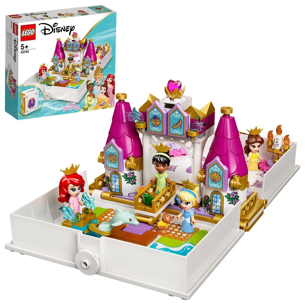 LEGO 43193 Disney Princess Storybook Adventures Building Kit with Ariel, Belle, Cinderella & Tiana - Creative Play Set for Kids Birthday Gifts & Disney Collectors