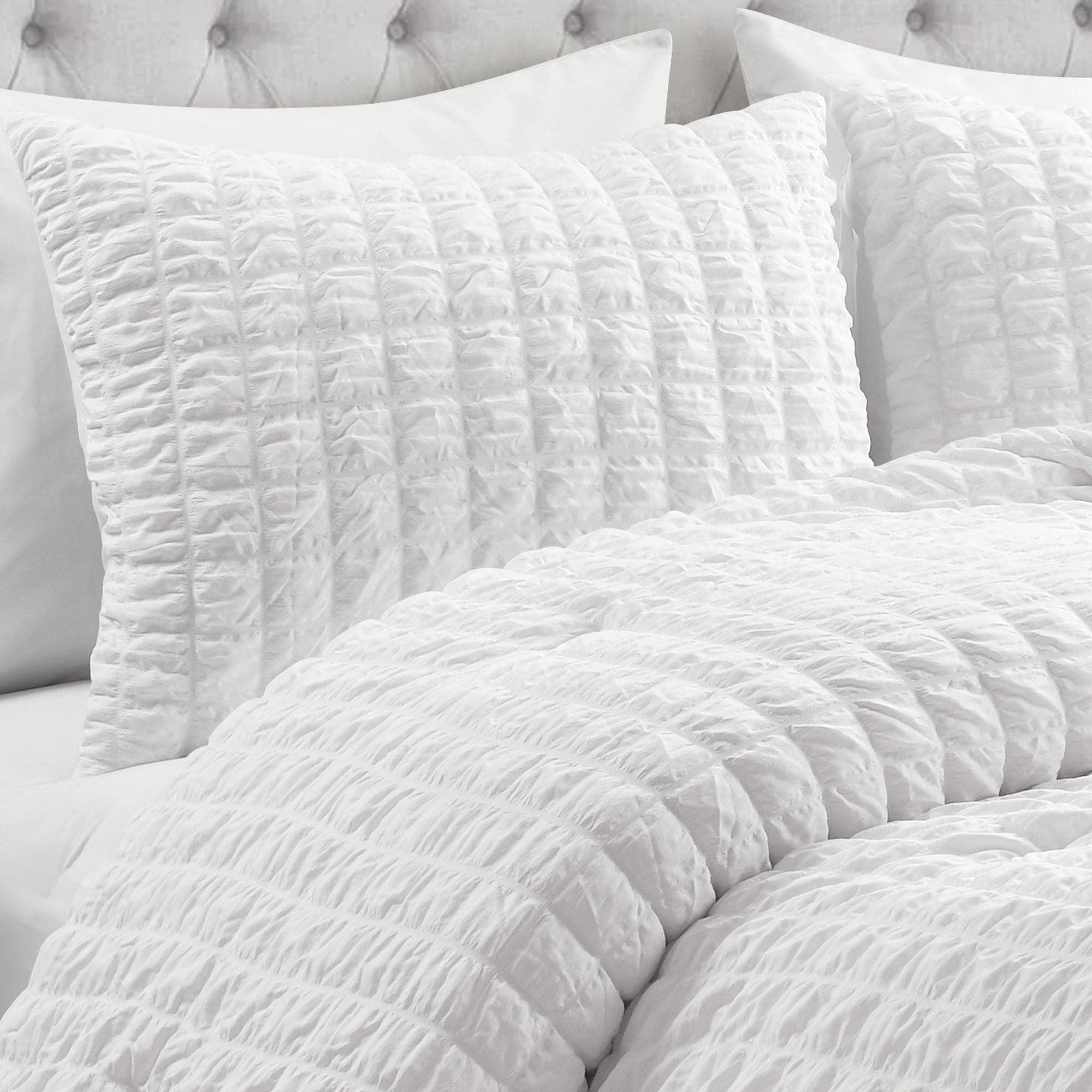 Luxury Crinkle Textured Dobby Comforter Set - Queen Size Bedding with Pillow Shams - Soft & Breathable for All Seasons - Perfect for Master Bedroom, Guest Room & Cozy Home Decor