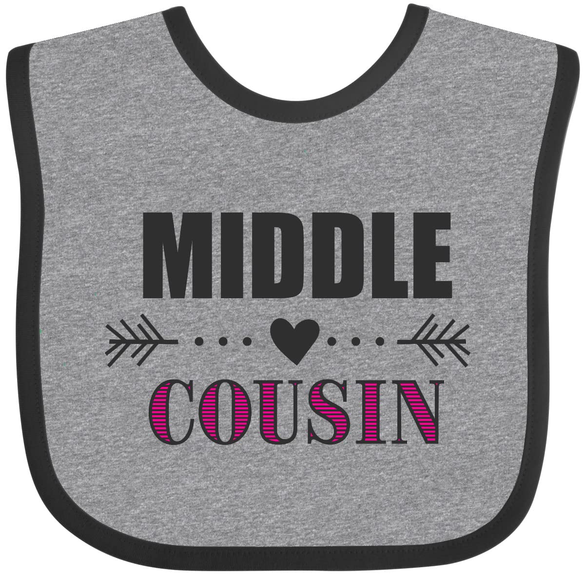 Inktastic Middle Cousin with Heart Arrow Baby Bib - Soft Cotton Drool Bib for Infants & Toddlers - Perfect for Feeding, Playtime & Photo Shoots