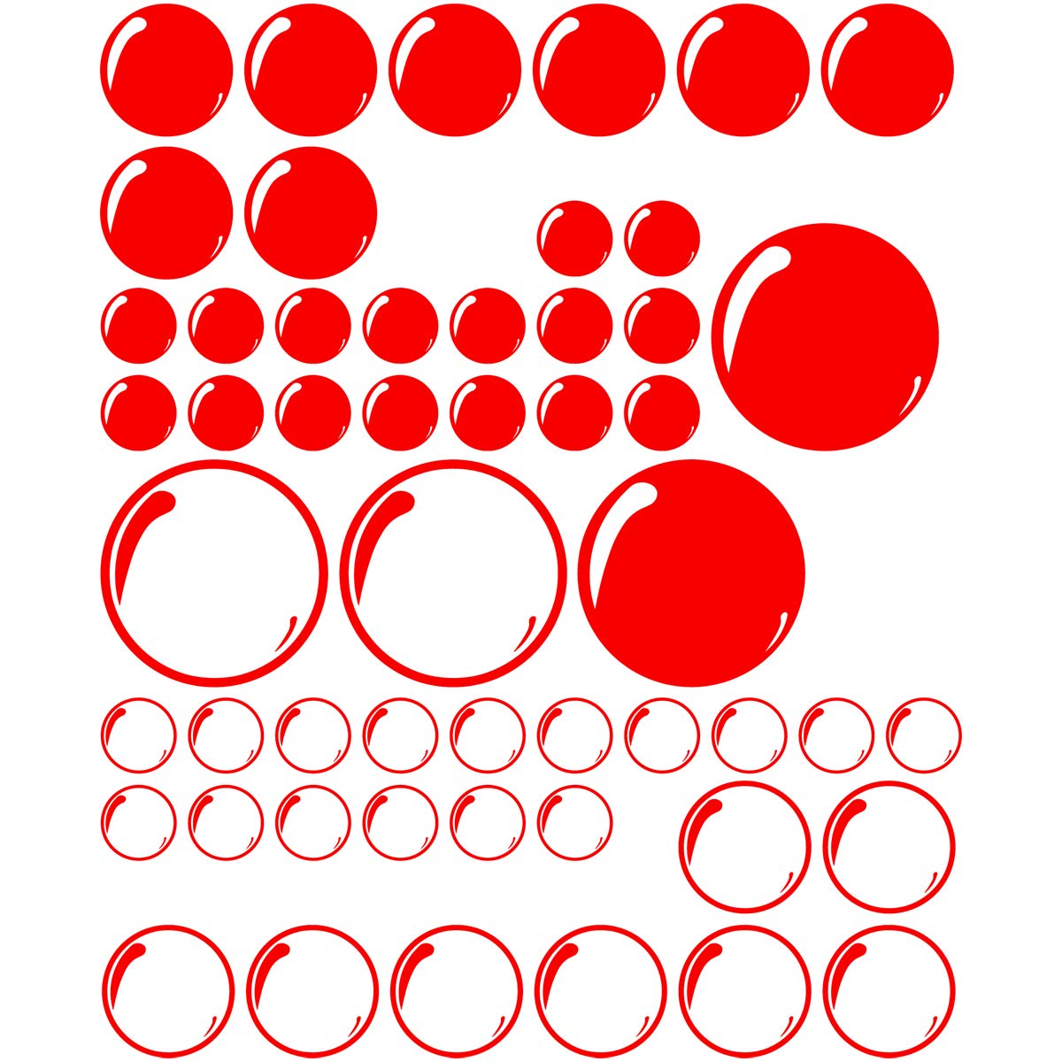 VWAQ Bubble Wall Stickers - Self Adhesive Bathroom Decorations - 52 PCS Peel and Stick Waterproof Decals (Red) - Perfect for Kids Room, Nursery, Shower Tiles & Home Decor
