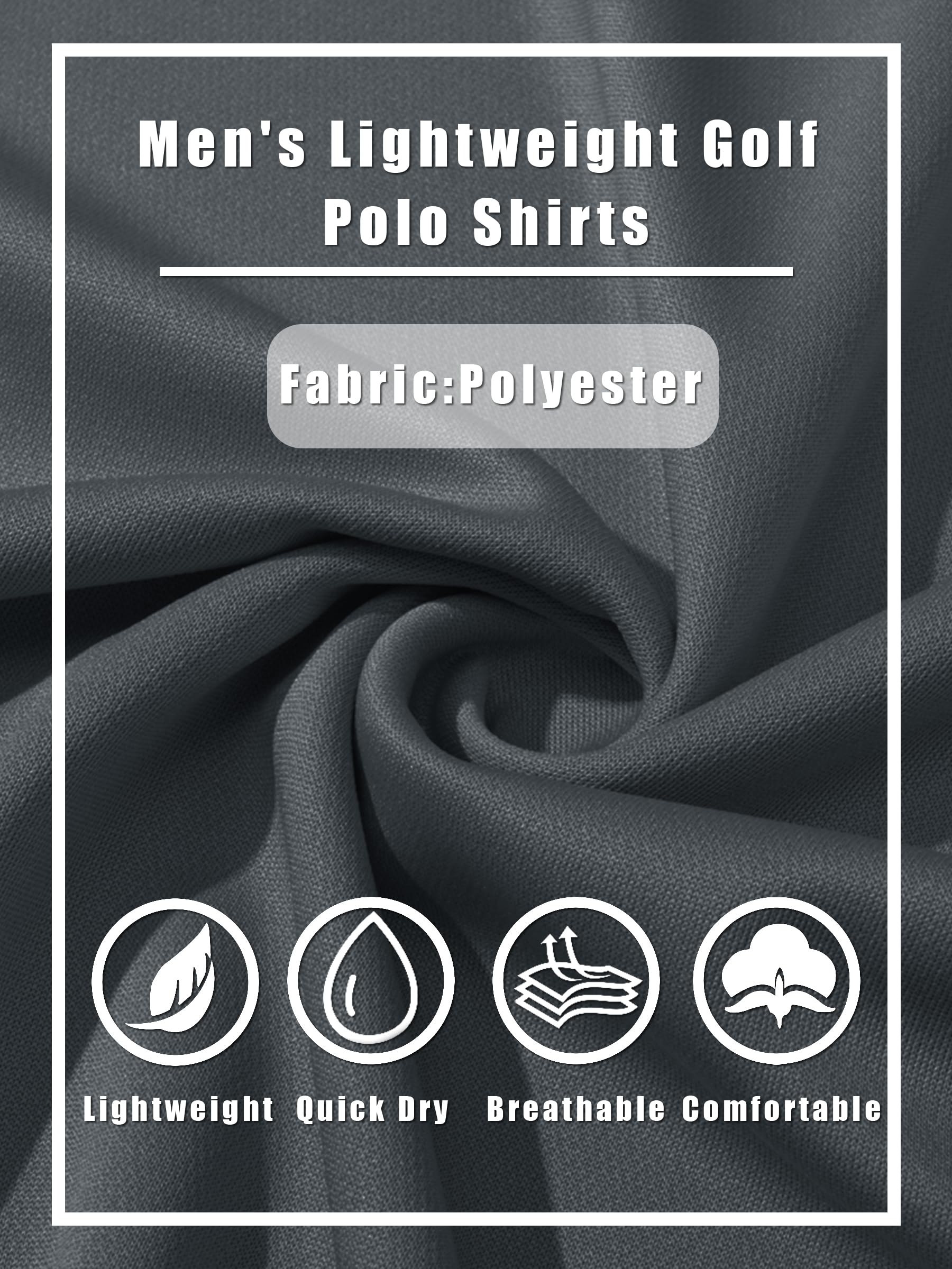 TACVASEN Men's Quick Dry Long Sleeve Polo Shirt - Breathable Golf & Running Top with 3 Buttons - Perfect for Workouts, Golfing, and Outdoor Activities