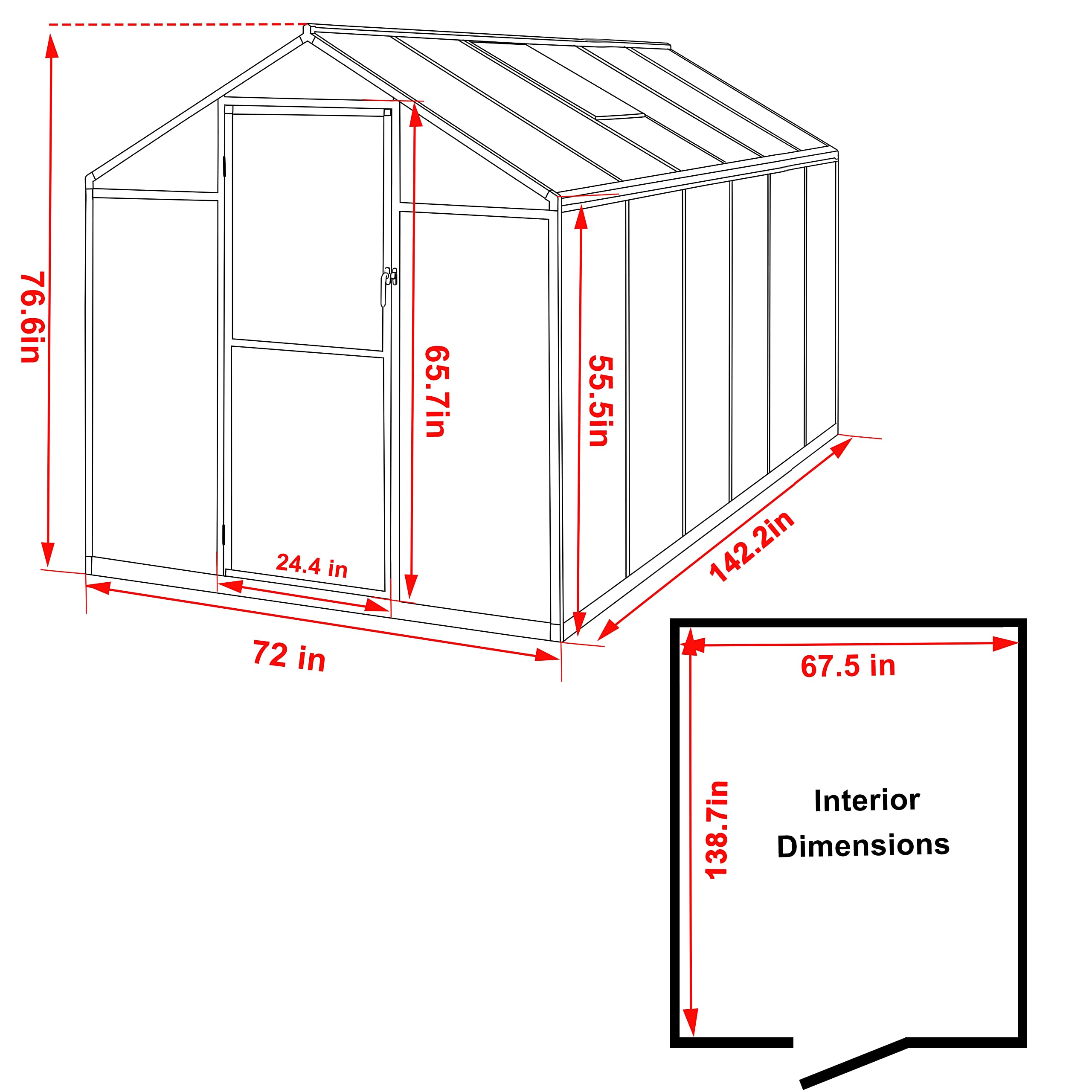 VEIKOU 6x12 FT Outdoor Greenhouse with Upgraded Rivet Structure - 4mm Twin-Wall Polycarbonate Panels & Aluminum Frame - Heavy Duty Winter Greenhouse with 2 Vents & Lockable Door (Gray) - Perfect for Gardening, Seed Starting & Plant Protection in Cold Climates