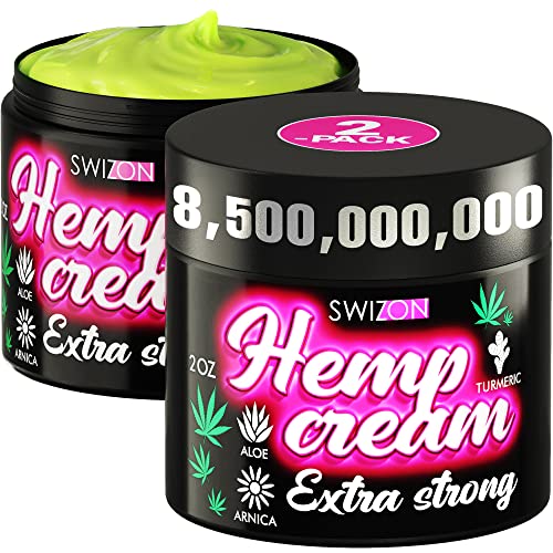Premium Hemp Cream for Pain Relief - Fast-Acting Muscle & Joint Cream with Hemp Oil, Emu Oil, Arnica, Aloe & Turmeric - Soothes Knees, Neck, Shoulders, Back & Feet - All Skin Types - 2oz (Pack of 2) - Perfect for Athletes, Seniors & Active Lifestyles