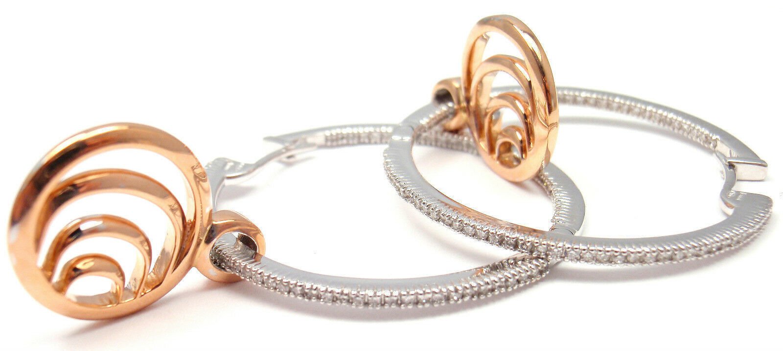 Authentic Damiani 18k Rose Gold & White Gold Diamond Hoop Earrings for Women - Luxury Italian Jewelry for Weddings, Parties & Special Occasions