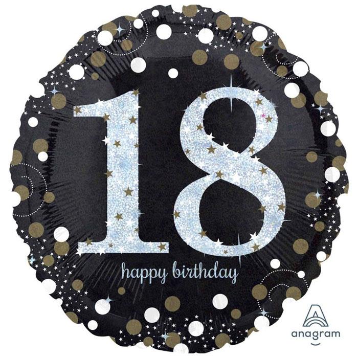 Holographic Silver 18 Foil Balloon | Happy Birthday & Milestone Numbers for Party Decorations, Anniversary Celebrations, and Special Events