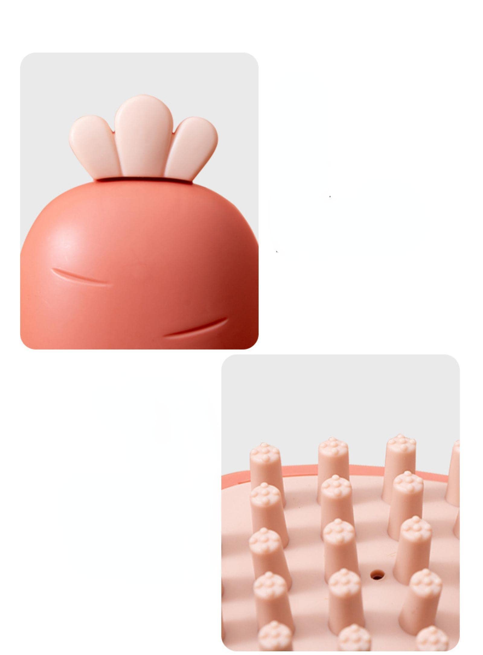 Scalp Massage Brush for Hair Care - Silicone Shampoo Brush with Soft Bristles, Scalp Cleanser & Meridian Massager, Pet Grooming Comb (Orange & Pink) - Perfect for Relaxing Scalp Massage & Detangling Pet Fur