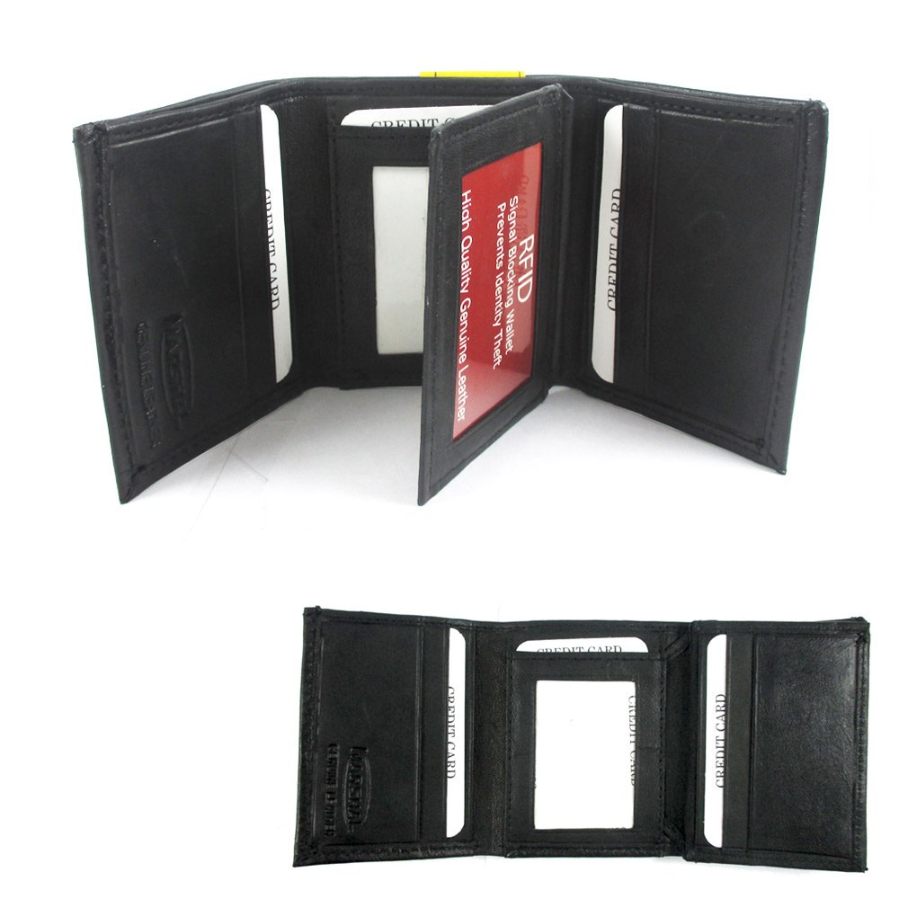 Genuine Leather Slim RFID Blocking Trifold Wallet for Men with ID Window - Perfect for Everyday Carry, Travel & Business Use