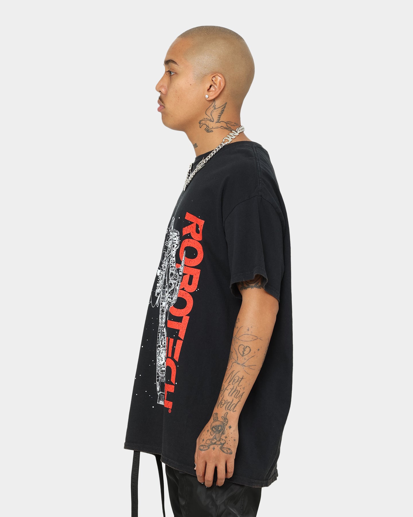 American Thrift X Robotech VFIJ Vintage Washed Black T-Shirt | Retro Anime Tee for Fans, Casual Wear & Collectors