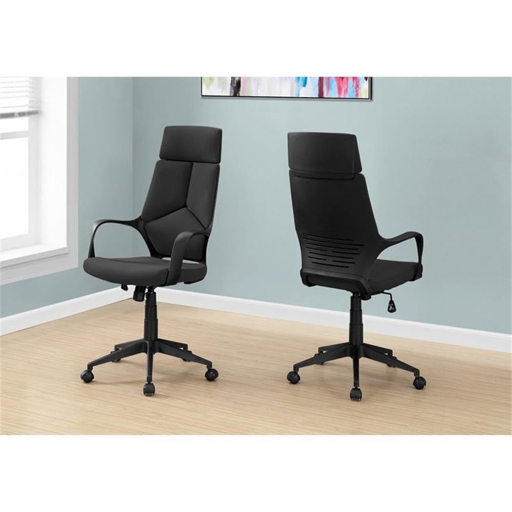 Monarch Specialties Ergonomic Office Chair - Black Mesh Back, Adjustable Height, Swivel & Rolling Wheels for Home & Office Workspace Comfort