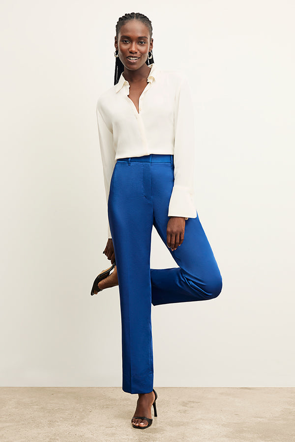Smith Pant - Everyday Satin Pants for Women in Sapphire Blue | Comfortable Lounge & Sleepwear | Perfect for Yoga, Relaxing at Home & Travel