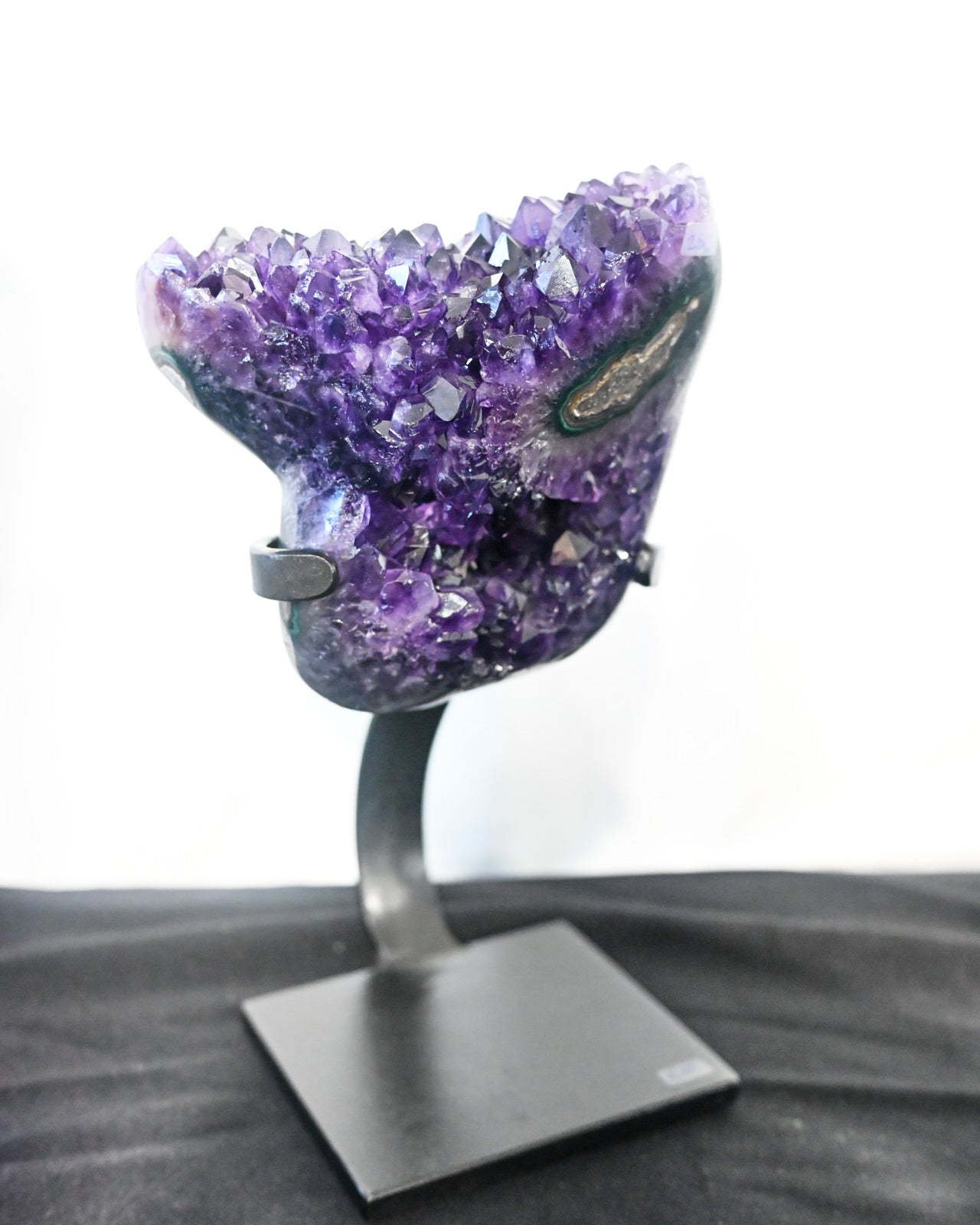 Natural Amethyst Crystal Geode on Wooden Stand - 5.2 lbs Healing Stone for Home Decor, Meditation & Spiritual Gifts | Perfect for Office Desk, Living Room & Yoga Space