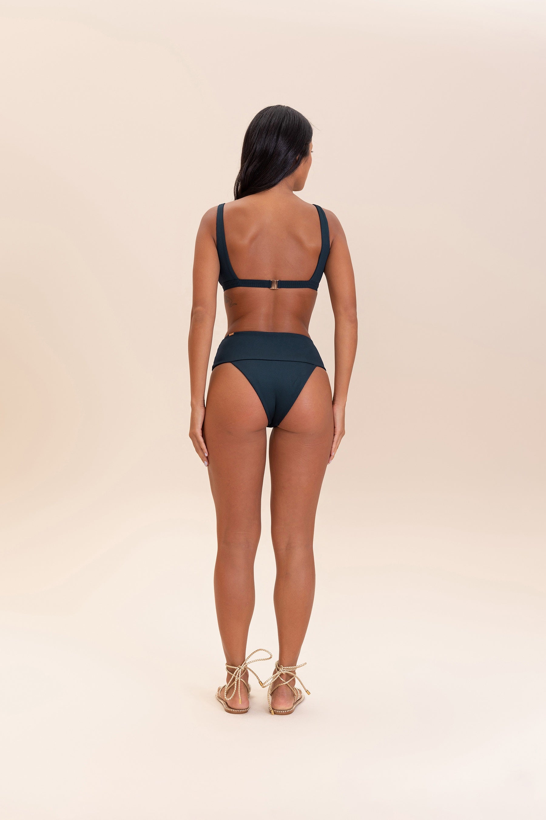 High Waist Glossy Ribbed Bikini Bottom - Sexy Swimwear for Women | Perfect for Beach Vacations & Pool Parties