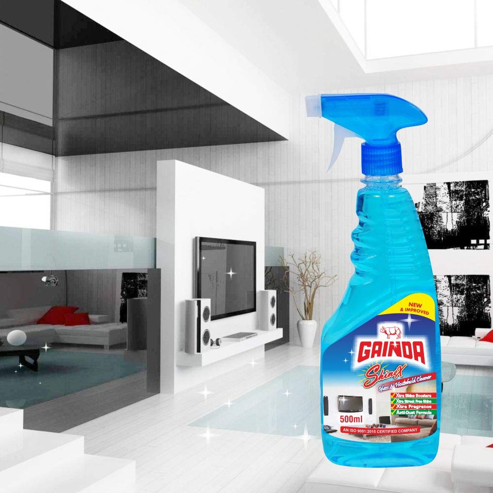 Gainda ShineX Glass & Surface Cleaner Spray - 500ml Streak-Free Formula for Mirrors, Windows, Appliances | Ideal for Home, Office & Commercial Cleaning