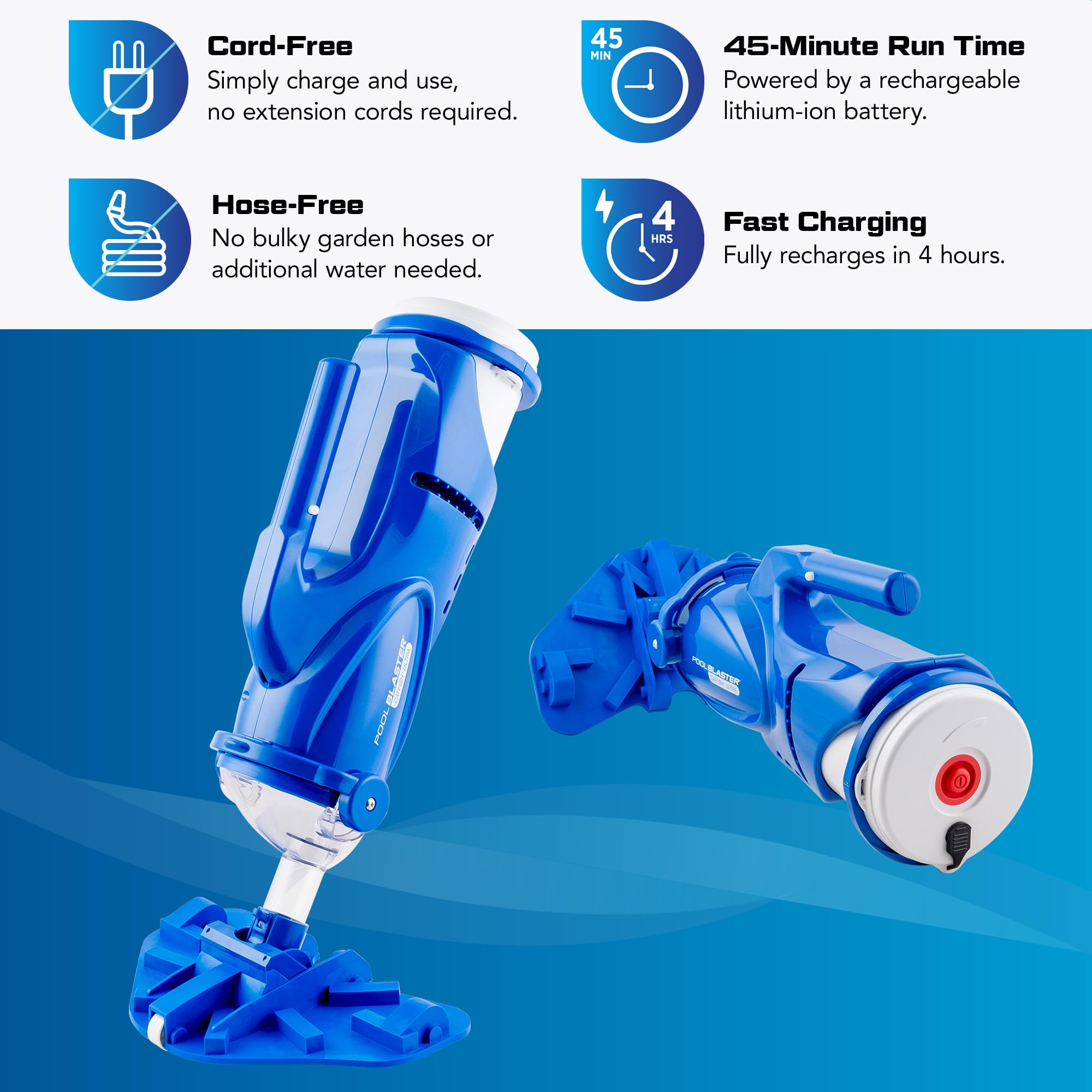 POOL BLASTER Catfish Ultra Rechargeable Battery-Powered Pool Cleaner - Ideal for In-Ground & Above Ground Pools to Remove Leaves, Dirt, Sand & Silt | Perfect for Weekly Pool Maintenance and Quick Cleanups