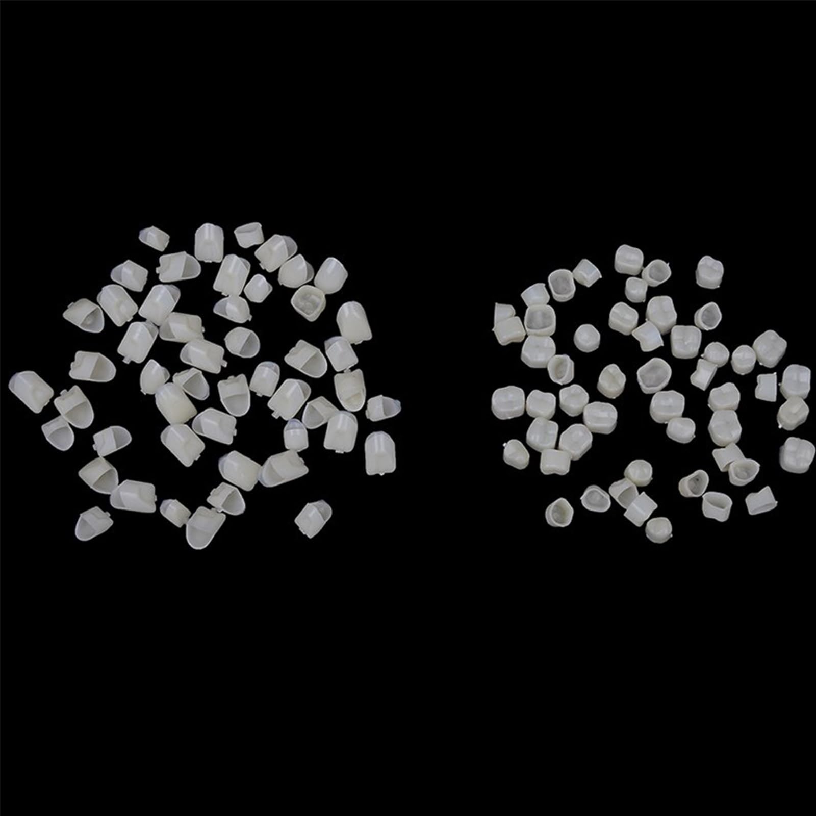120-Piece Fake Tooth Cap Crown Veneers Set - 50 Front & 70 Back Teeth with Thermal Beads for Dental Teaching, DIY, Cosplay & Halloween Costume Accessories
