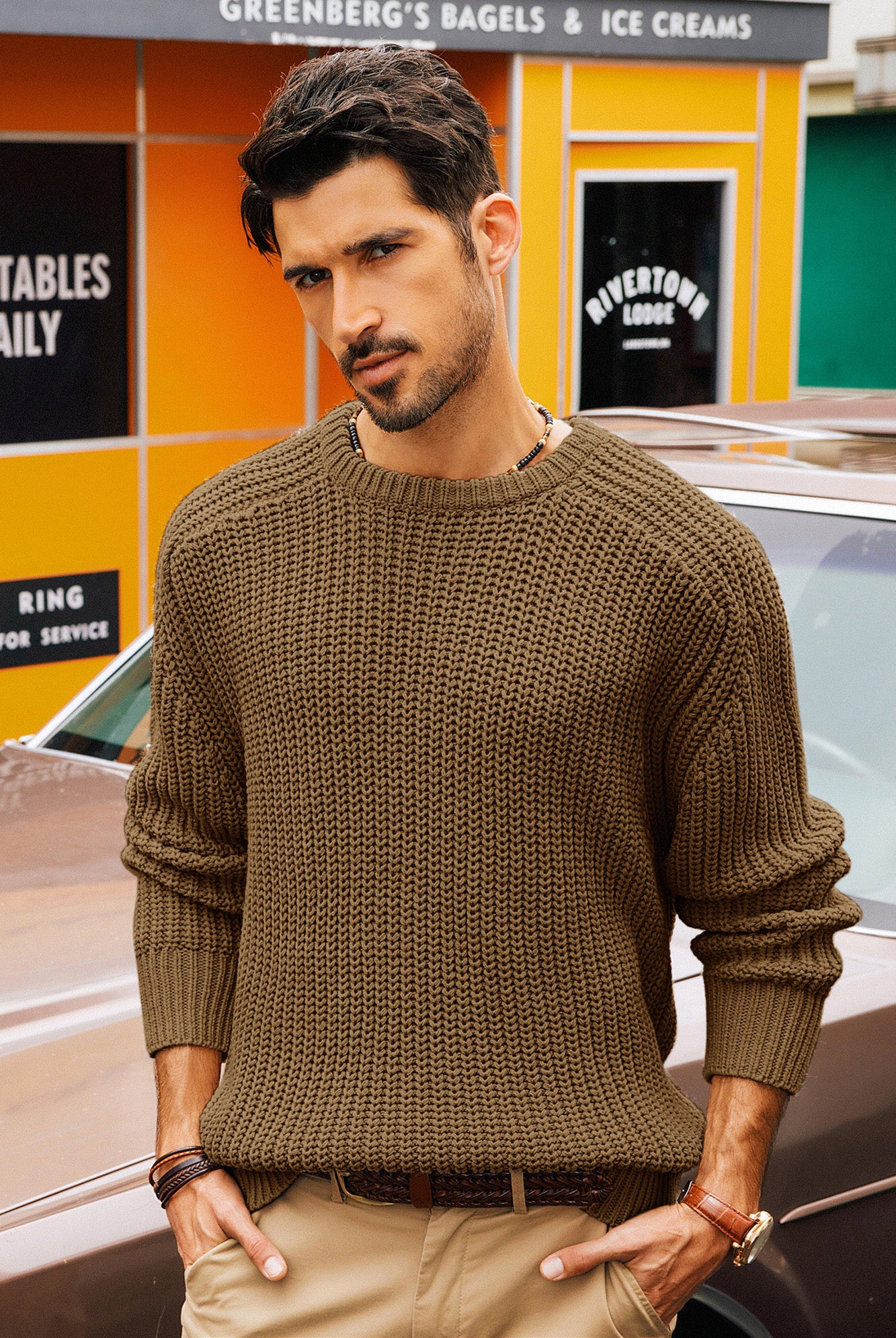 Men's Textured Sweater Long Sleeve Crew Neck Drop Shoulder Pullover - Cozy Winter Knitwear for Casual Outings & Office Wear