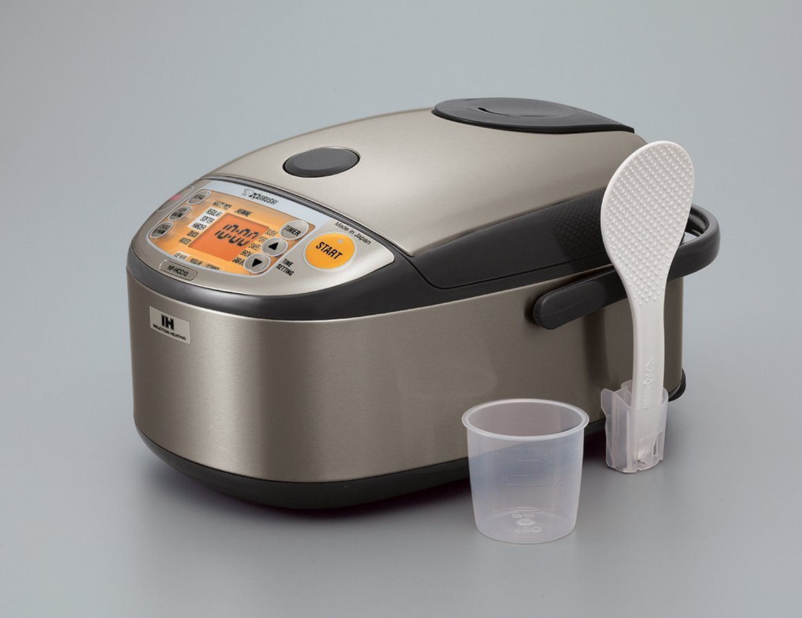 Zojirushi NP-HCC10XH 1L Stainless Steel Induction Heating Rice Cooker & Warmer with Measuring Spoons & Rice Container - Perfect for Small Families, Dorms & Office Kitchens