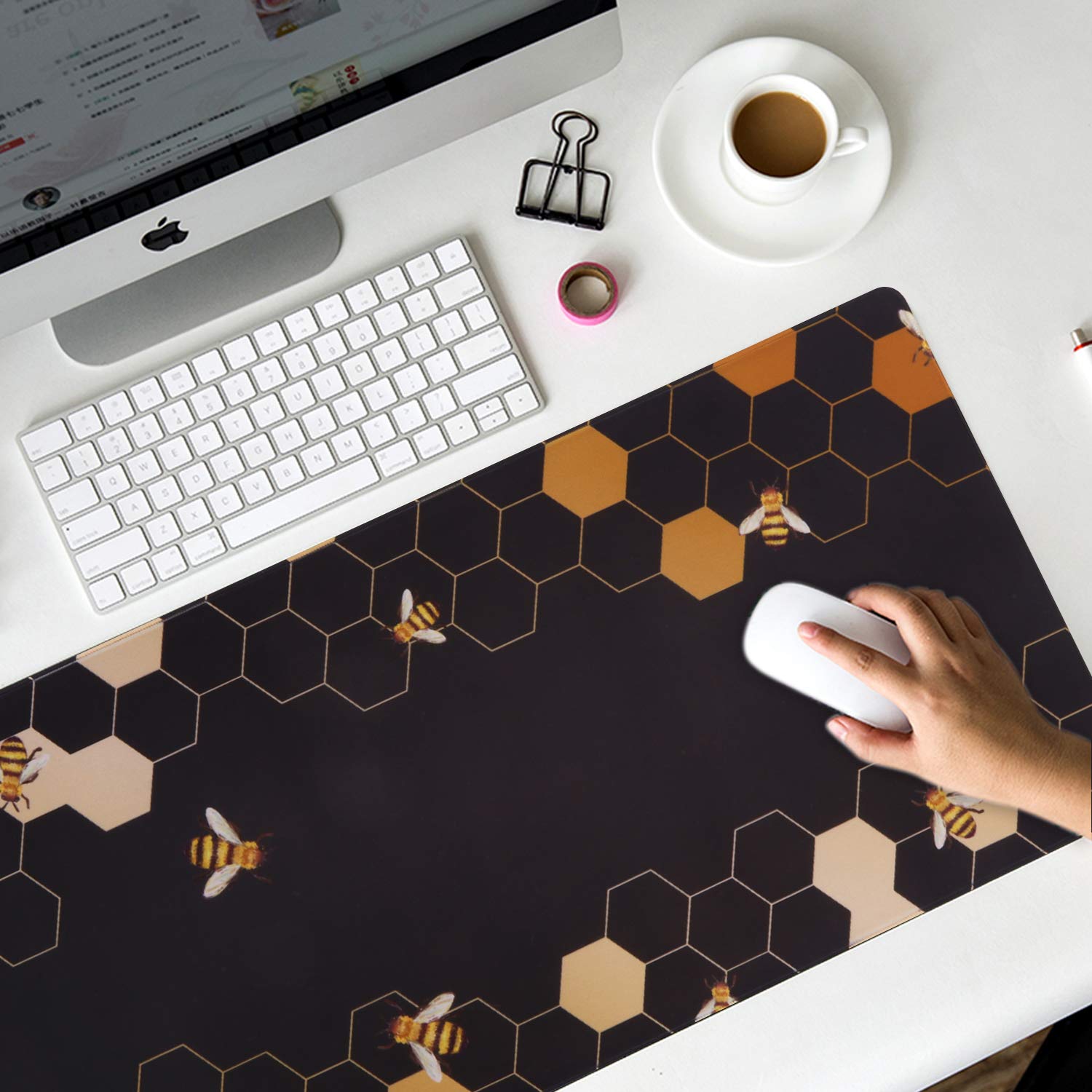 iCasso 4-Piece Desk Pad Set with Keyboard Wrist Rest, Mouse Pad & Coaster - Waterproof Non-Slip Rubber Base for Gaming, Office & Home Workspace (Perfect for PC, Laptop & Computer Setup)