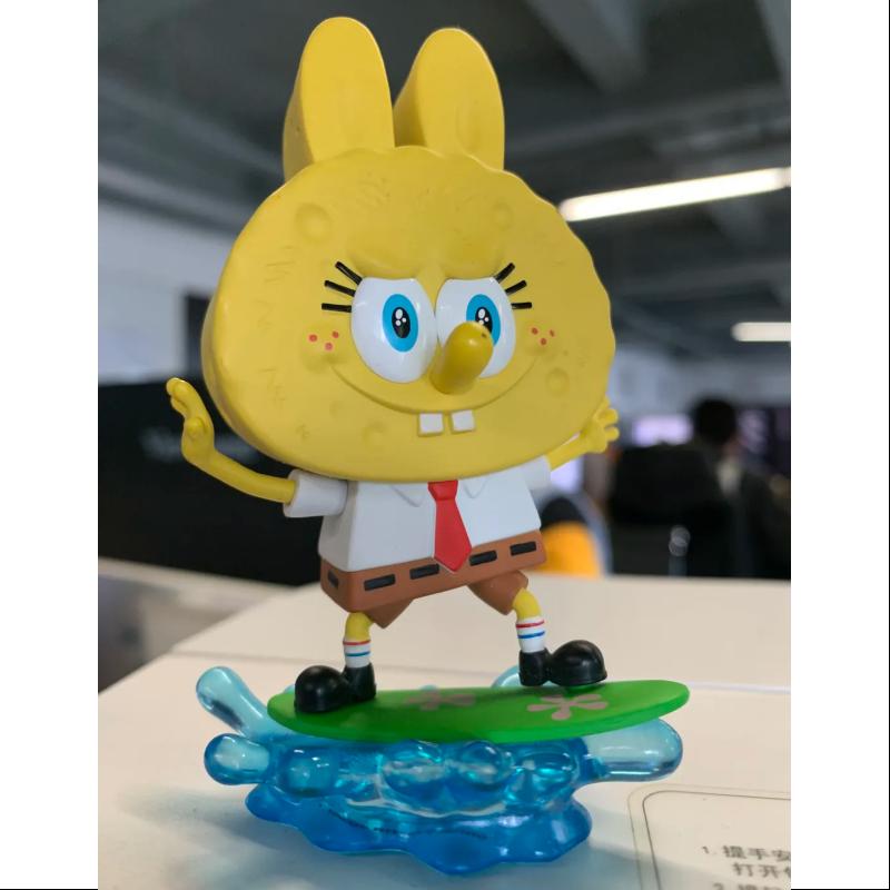 Labubu The Monsters x SpongeBob Series Surfing Figure - Collectible Vinyl Toy for Fans | Perfect for Display, Gifts, and SpongeBob Merchandise Collections