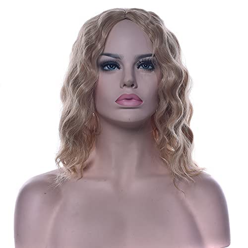 IMISSU Short Afro Curly Synthetic Wig for Women - Natural Looking Cosplay Wig in Dirty Blonde | Perfect for Halloween Costumes, Parties & Everyday Wear