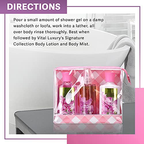 Pea Flower Scented Bath & Body Travel Set - Moisturizing Body Lotion, Refreshing Shower Gel & Fragrance Mist | Perfect for Home Spa Relaxation & On-the-Go Self Care